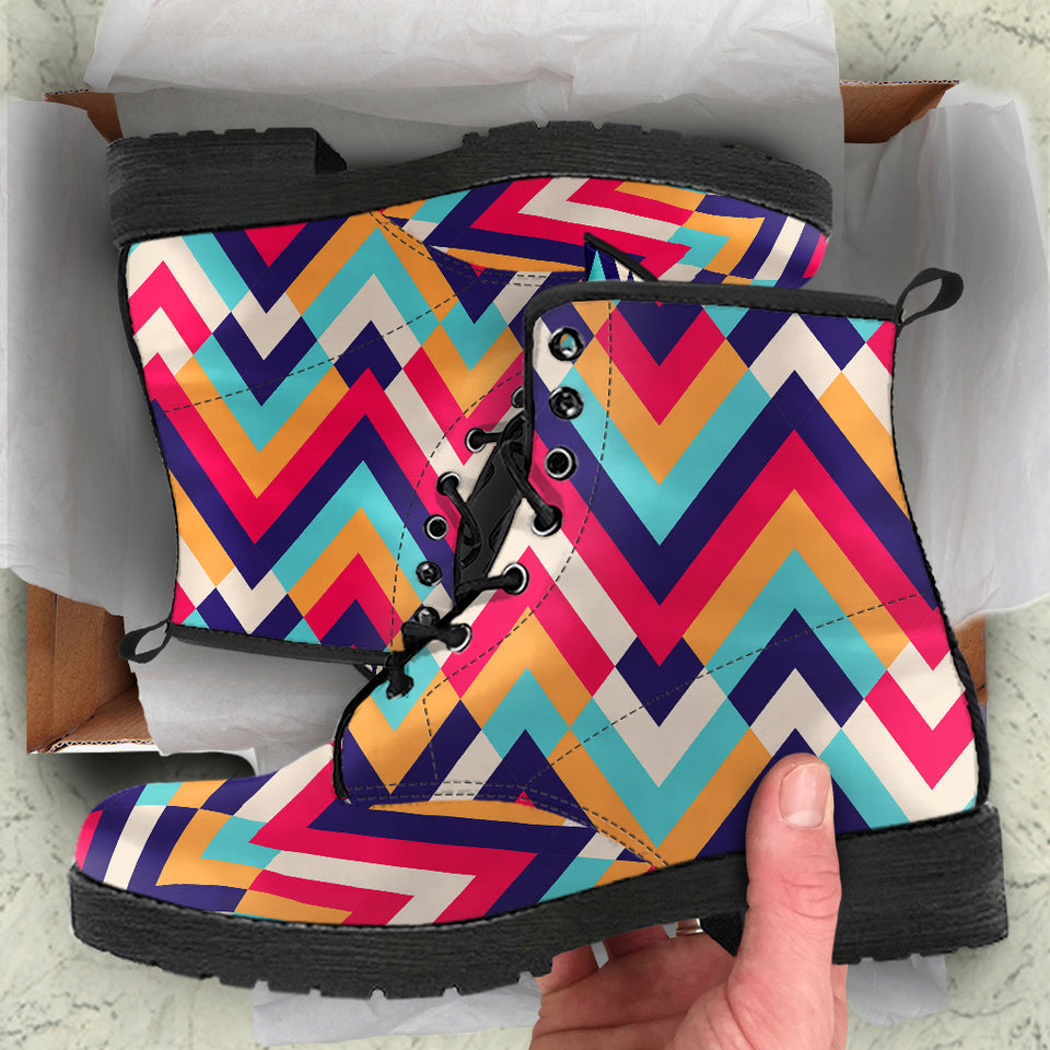 Zigzag Chevron Pattern Background Leather Boots