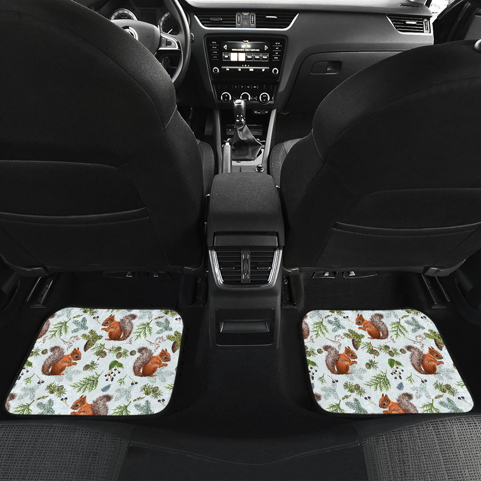 Squirrel Pattern Print Design 02 Front and Back Car Mats