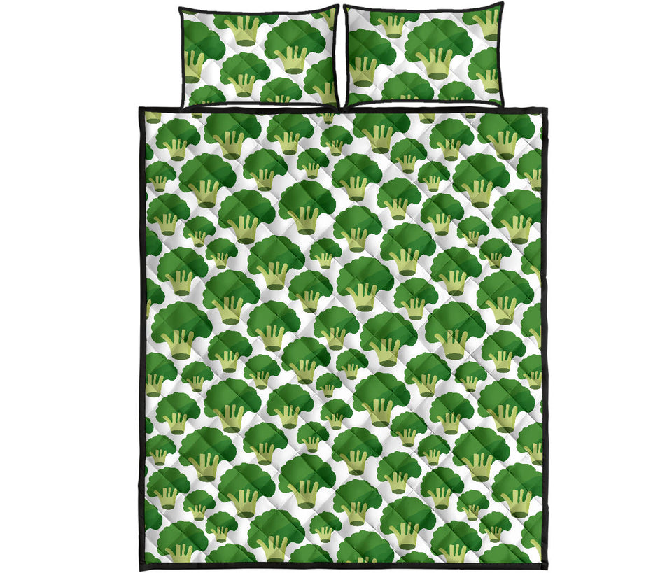 Broccoli Pattern Background Quilt Bed Set