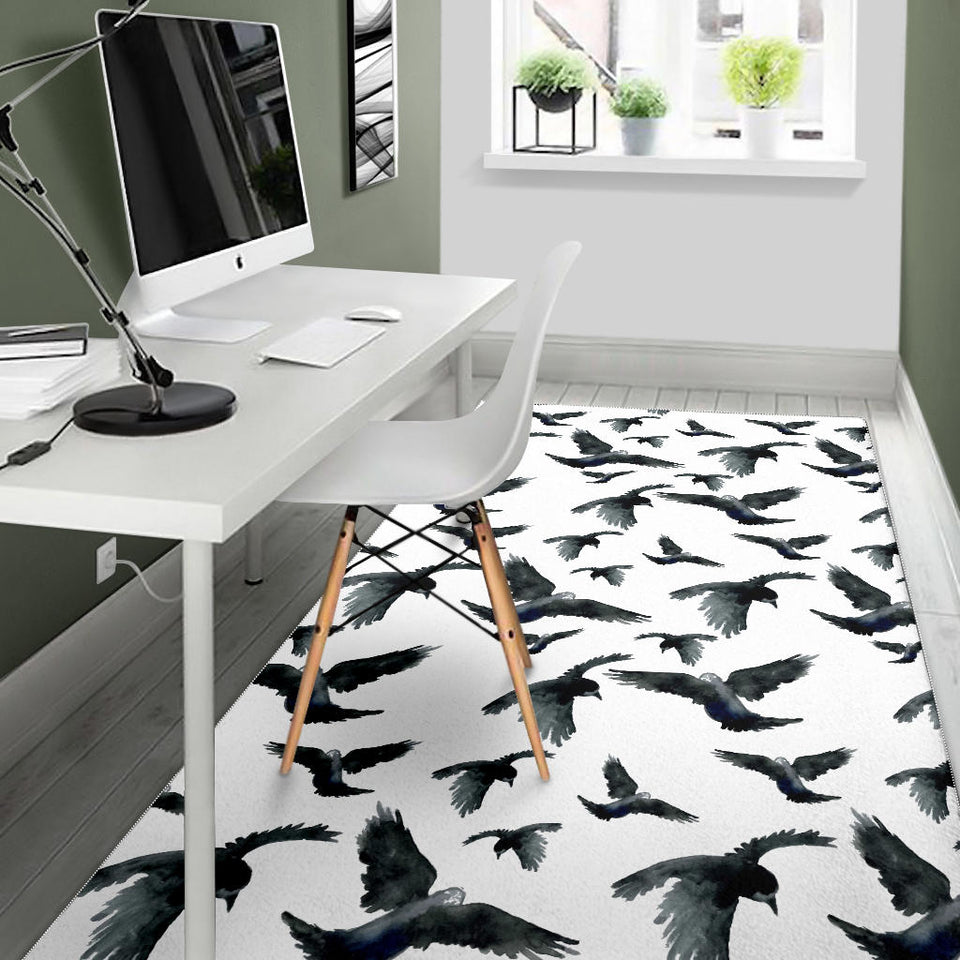 Crow Water Color Pattern Area Rug