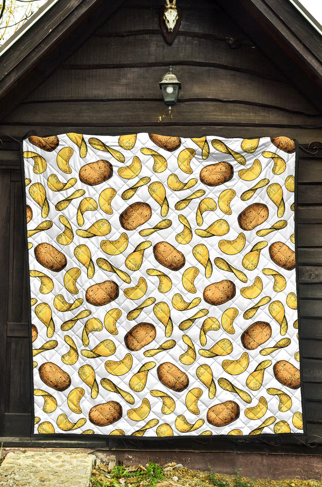 Potato Chips Pattern Print Design 01 Premium Quilt