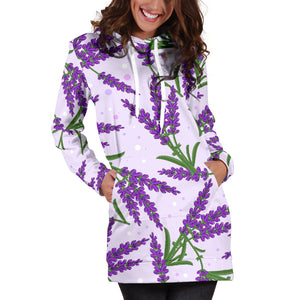 Lavender Pattern Women Hoodie Dress