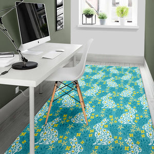 Rabbit Flower Theme Pattern Area Rug