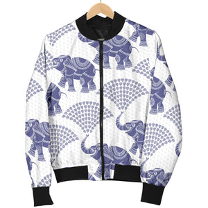Elephant Pattern Background Women Bomber Jacket