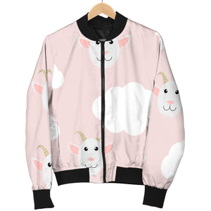 Goat Could Pink Pattern Women Bomber Jacket