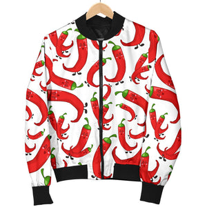 Red Chili Pattern Men Bomber Jacket