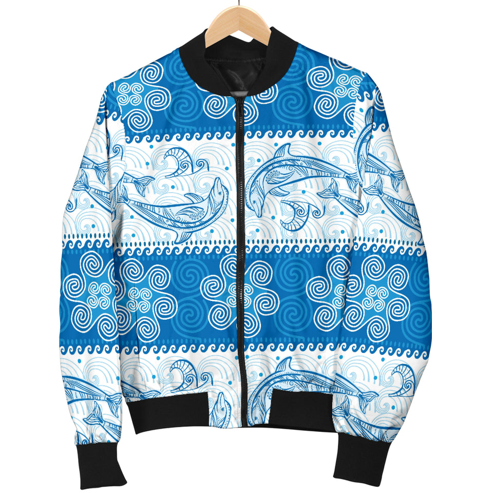 Dolphin Tribal Pattern Men Bomber Jacket