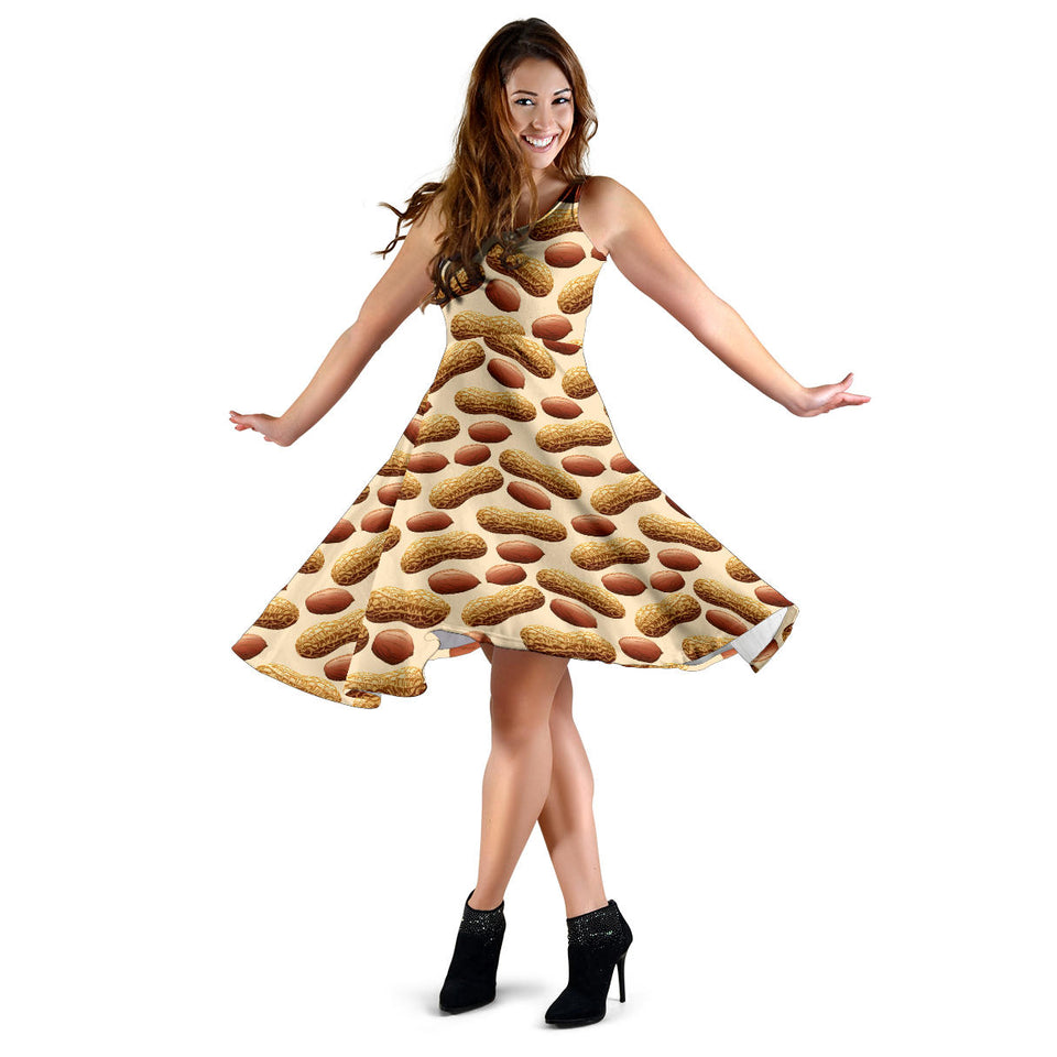 Peanut Pattern Sleeveless Midi Dress