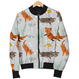 Swimming Fish Otter Pattern Women Bomber Jacket