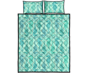 Seahorse Green Pattern Quilt Bed Set