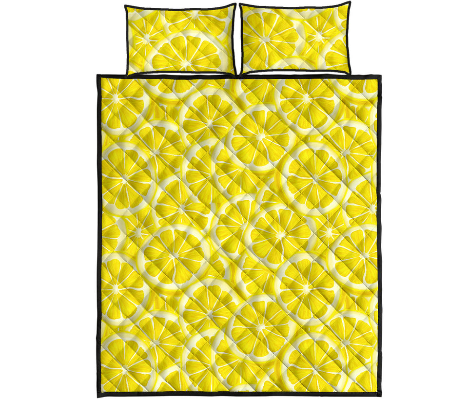 Sliced Lemon Pattern Quilt Bed Set