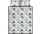 Snowman Pattern Background Quilt Bed Set