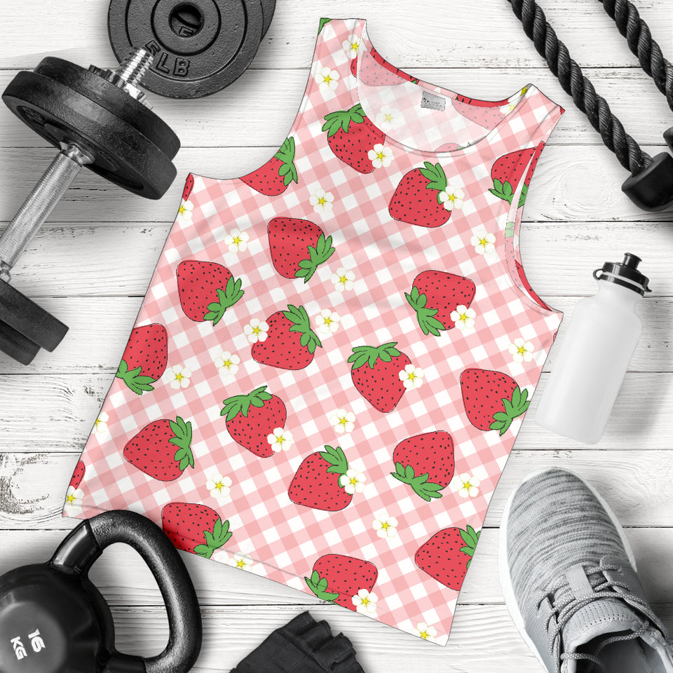 Strawberry Pattern Stripe Background Men Tank Top