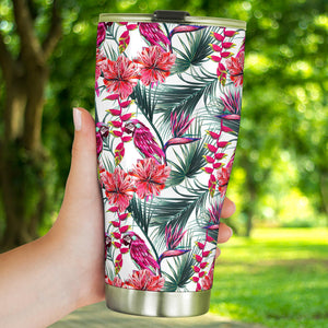 Pink Parrot Heliconia Pattern Tumbler