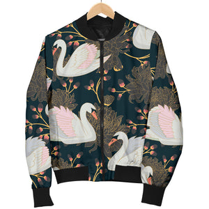 Swan Pattern Women Bomber Jacket