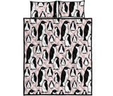 Penguin Pattern Background Quilt Bed Set