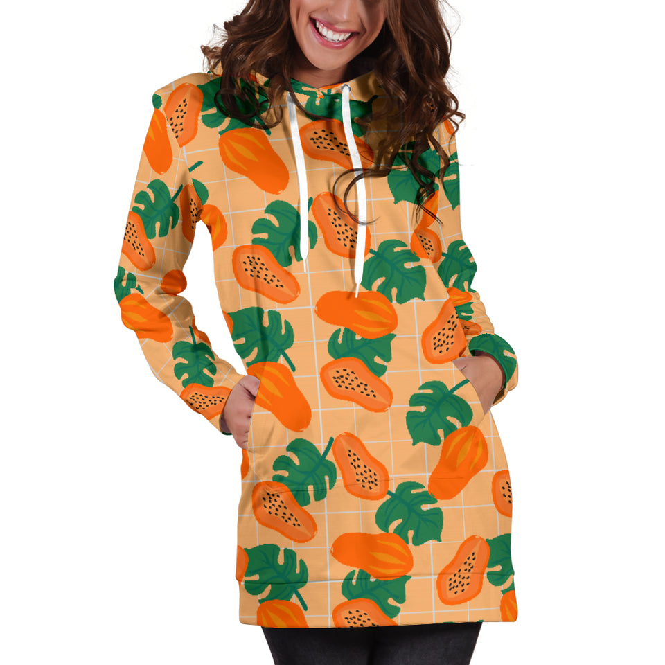 Papaya Leaves Pattern Women Hoodie Dress