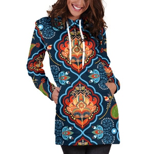 Indian Traditional Pattern Women Hoodie Dress