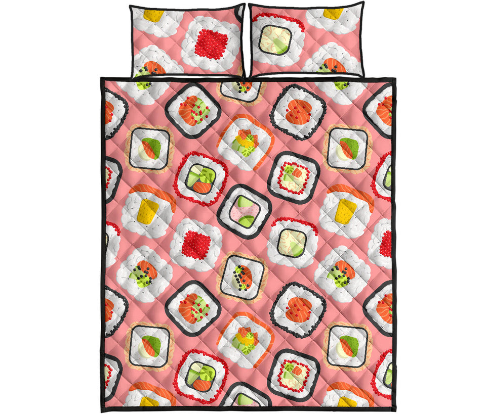 Sushi Roll Pattern Quilt Bed Set