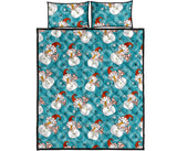 Snowman Chirstmas Pattern Quilt Bed Set