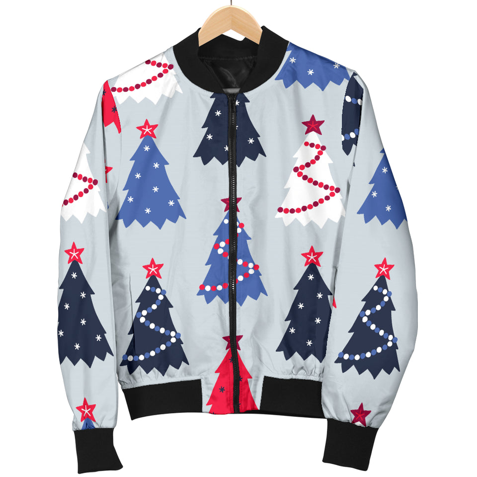 Christmas Tree Star Pattern Women Bomber Jacket