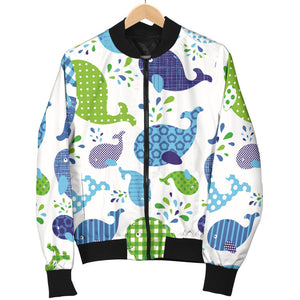 Whale Stripe Dot Pattern Men Bomber Jacket