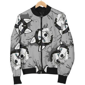 Siberian Husky Pattern Theme Men Bomber Jacket