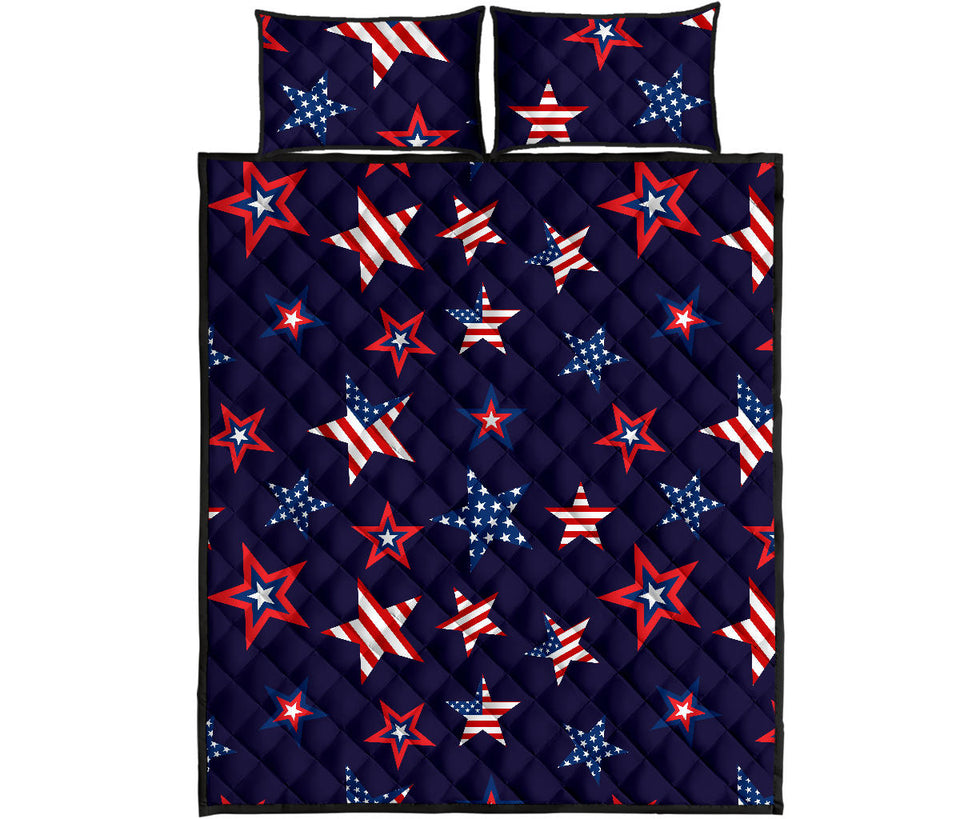 USA Star Pattern Theme Quilt Bed Set