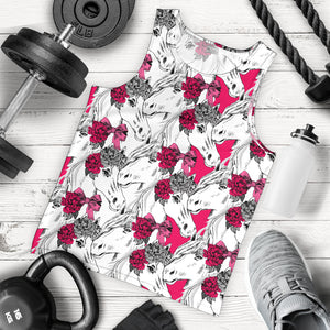 Horse Head Rose Pattern Men Tank Top