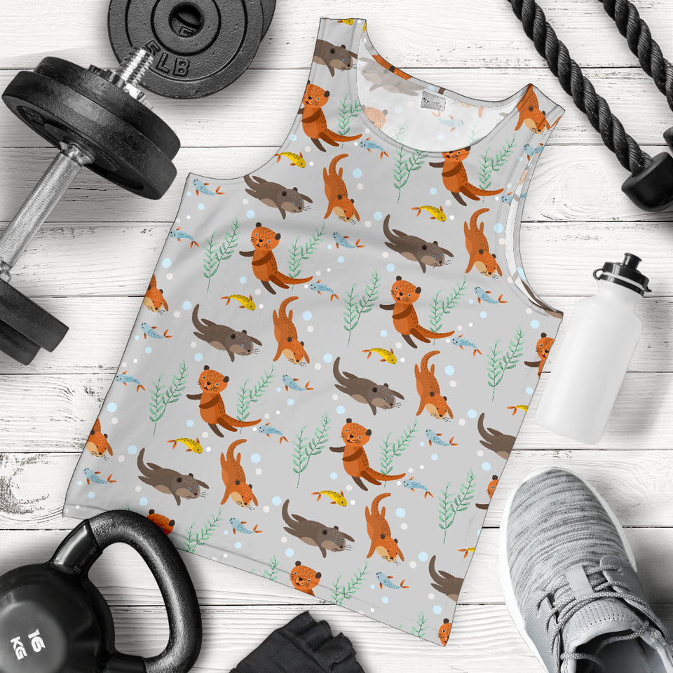 Swimming Fish Otter Pattern Men Tank Top