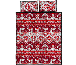 Snowman Sweater Printed Pattern Quilt Bed Set