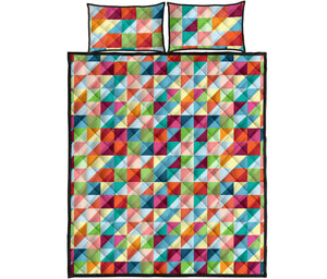 Rainbow Geometric Pattern Quilt Bed Set