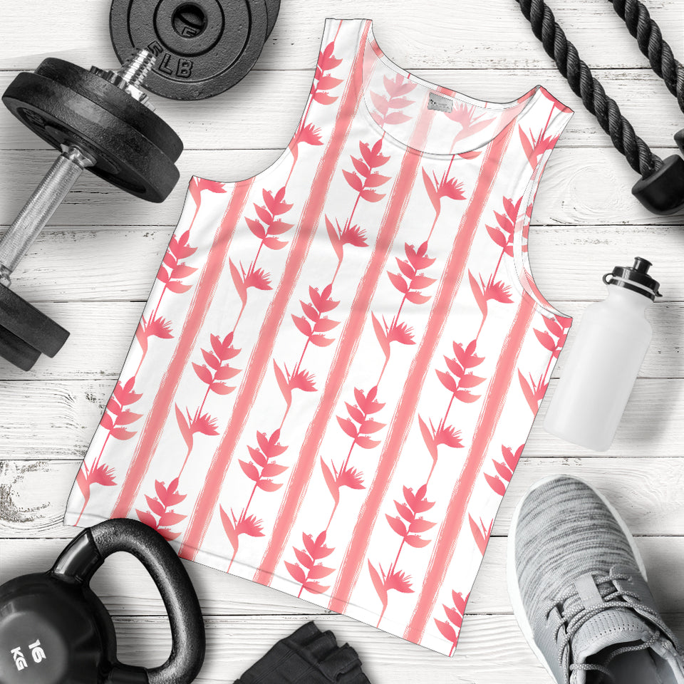 Heliconia Pink White Pattern Men Tank Top