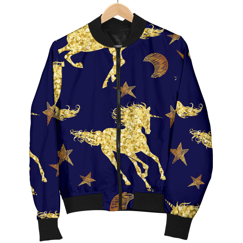 Unicorn Gold Pattern Women Bomber Jacket