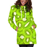 Sliced Kiwi Pattern Women Hoodie Dress