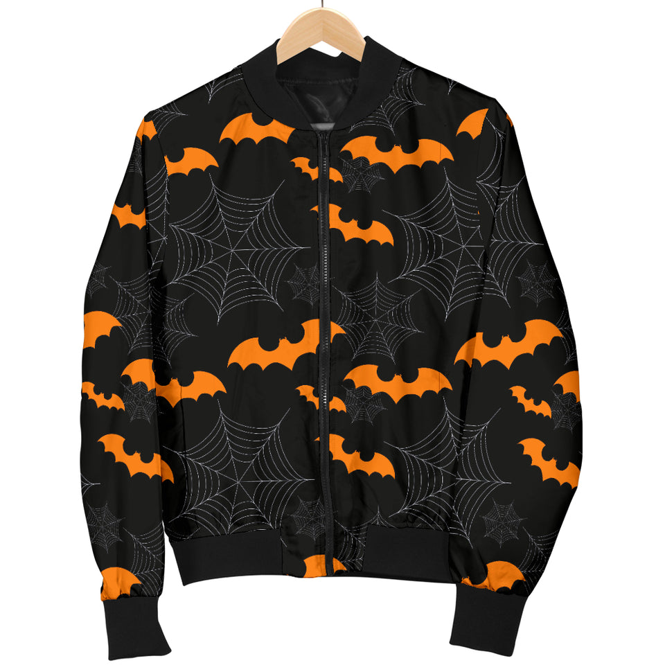 Cobweb Spider Web Bat Pattern Women Bomber Jacket