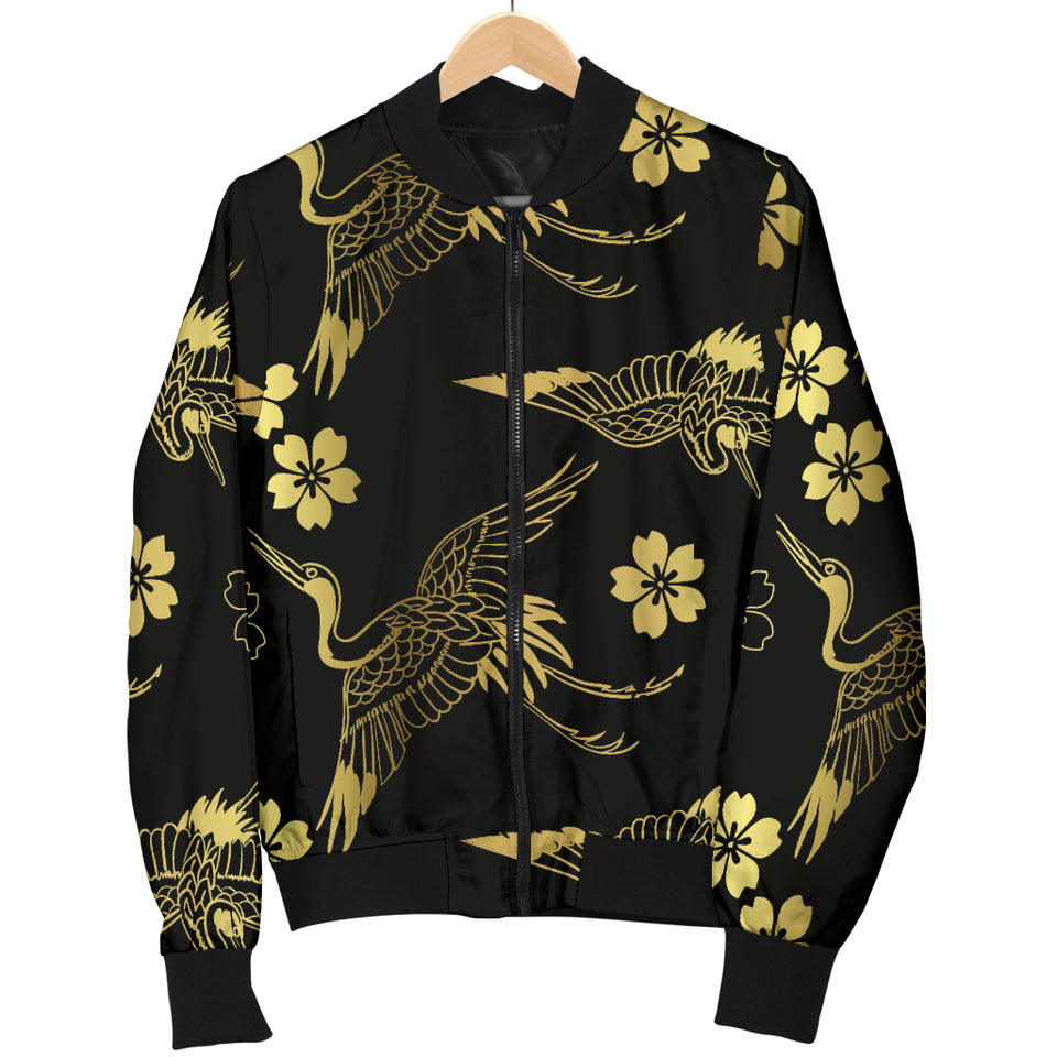 Gold Japanese Theme Pattern Men Bomber Jacket