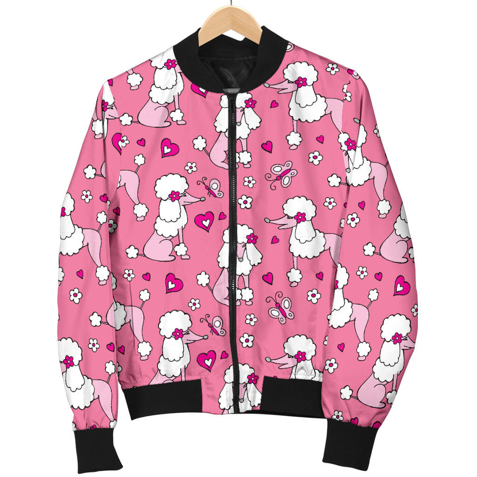 Poodle Pink Heart Pattern Men Bomber Jacket