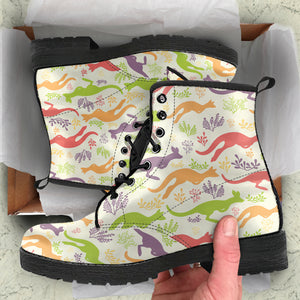 Colorful Kangaroo Pattern Leather Boots