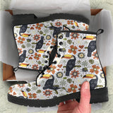 Toucan Flower Pattern Leather Boots