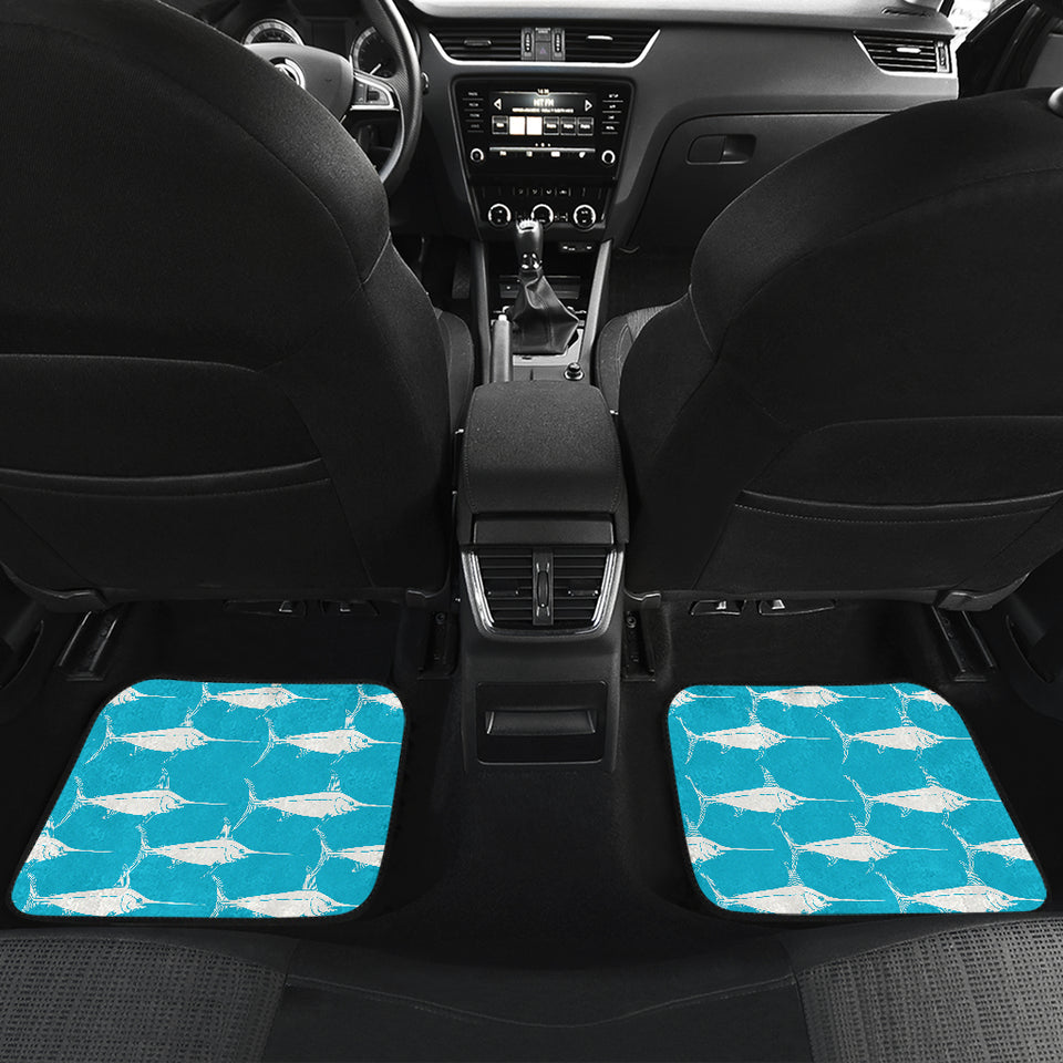 Swordfish Pattern Print Design 02 Front and Back Car Mats
