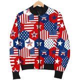 USA Star Hexagon Pattern Men Bomber Jacket