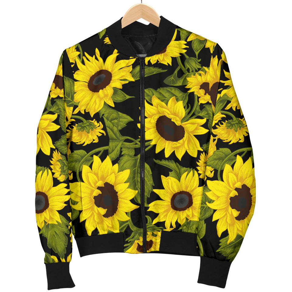 Sunflower Theme Pattern  Women Bomber Jacket