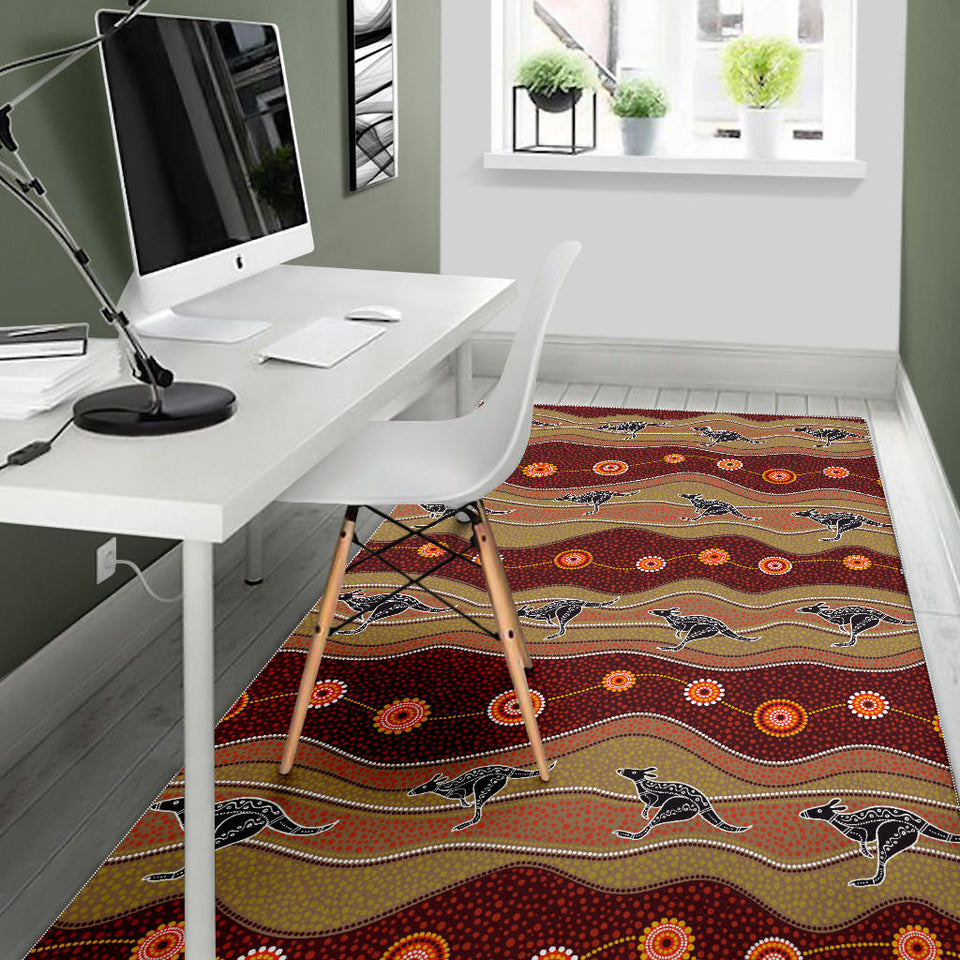 Kangaroo Aboriginal Pattern Area Rug
