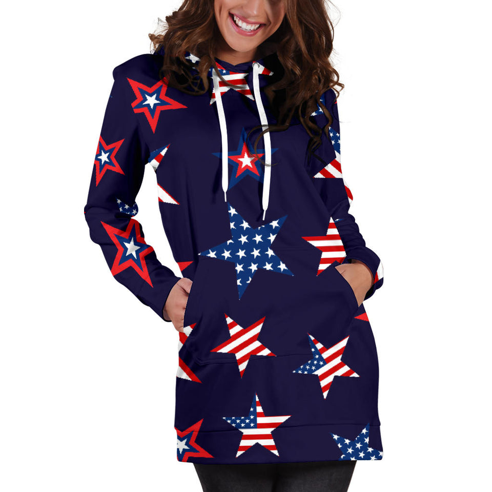 USA Star Pattern Theme Women Hoodie Dress