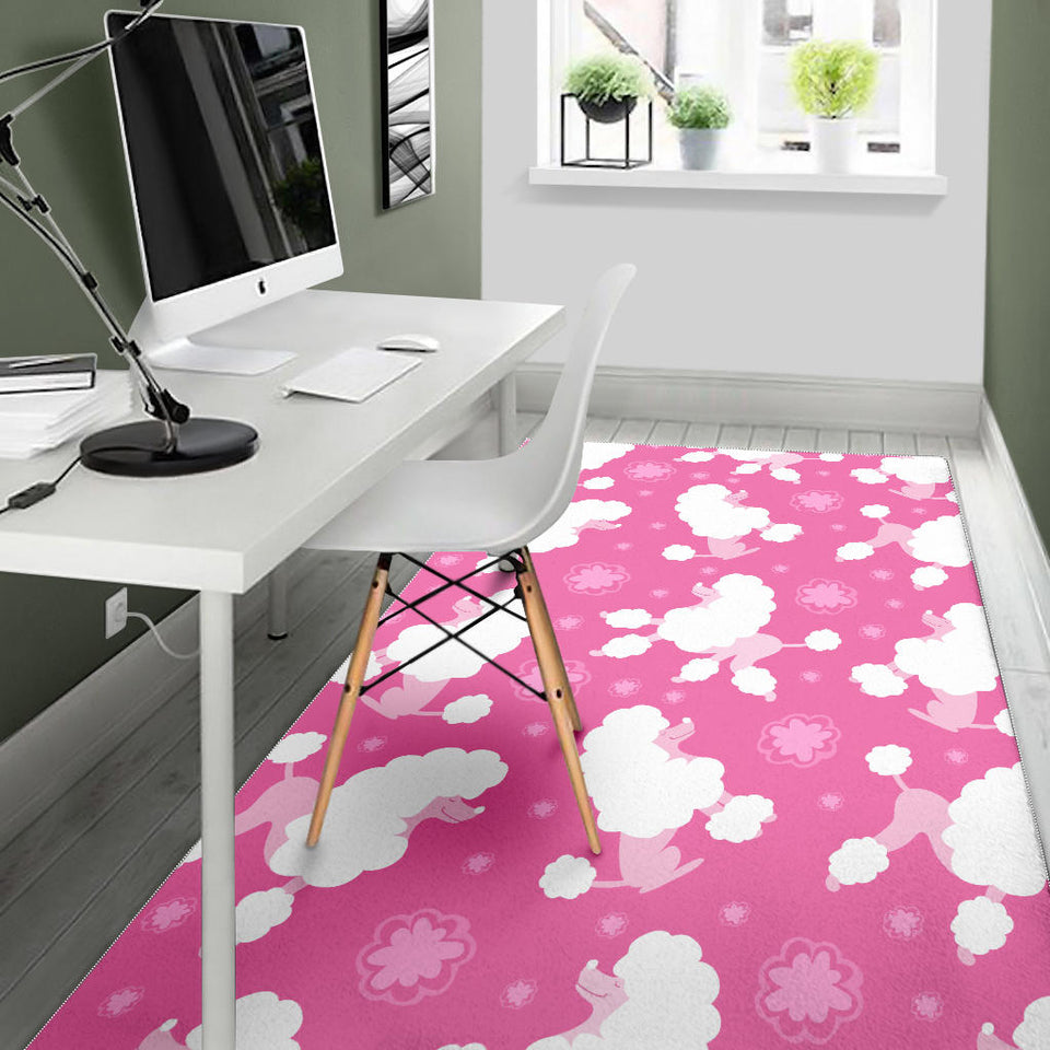 Poodle Pink Theme Pattern Area Rug