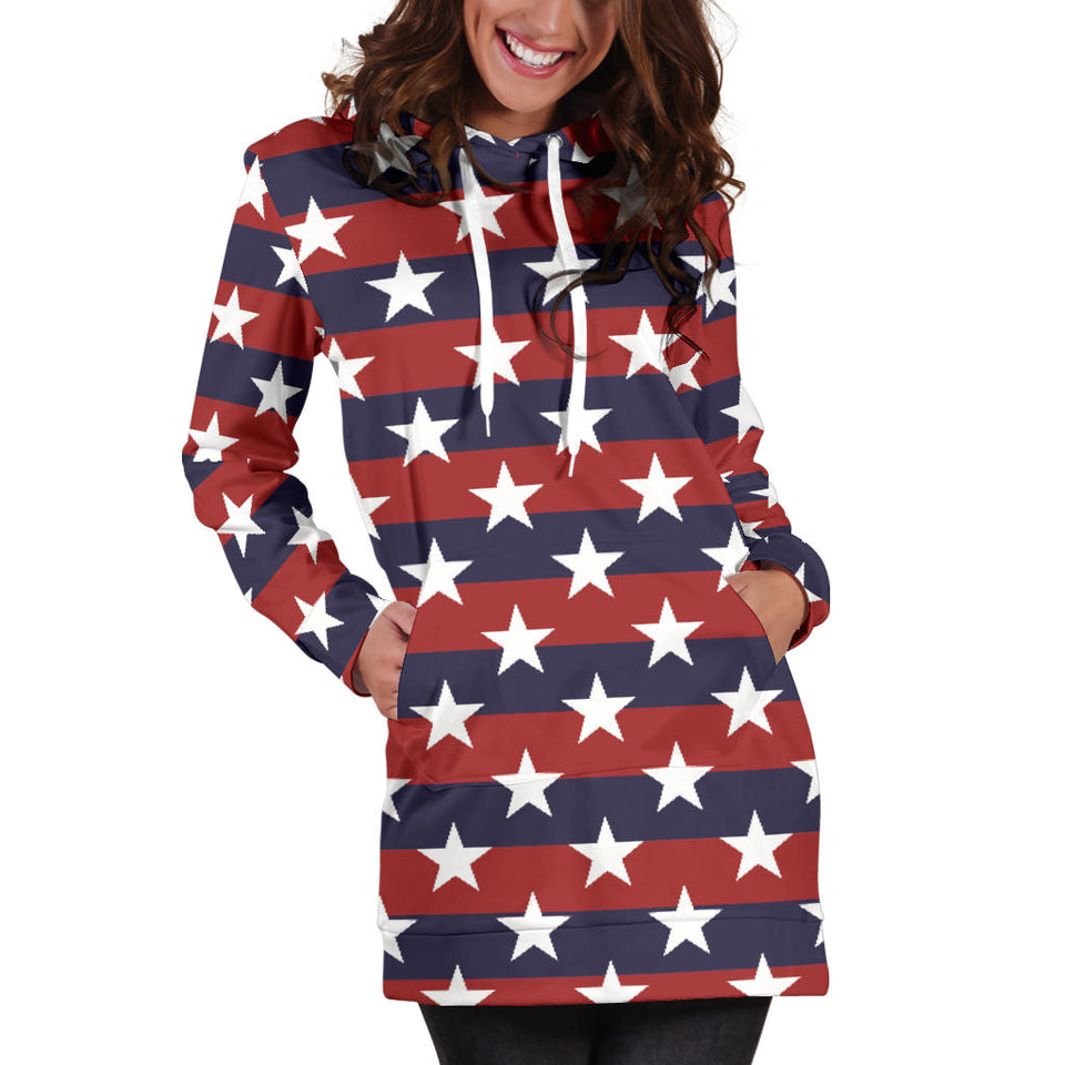 USA Star Pattern Background Women Hoodie Dress