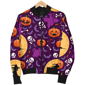 Halloween Pumpkin Witch Pattern Men Bomber Jacket