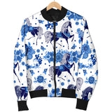 Horse Flower Blue Theme Pattern Men Bomber Jacket