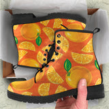 Orange Pattern background Leather Boots